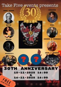 Muziekcafé Take Five 30 jaar bestaan!